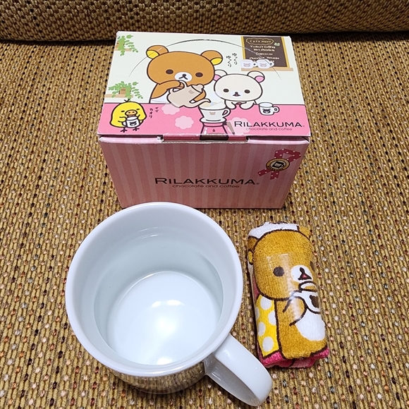 [NEW] Rilakkuma Mug Coffee Mug Tea Cup and Rilakkuma Handkerchief Hand Towel Set - Picture 2 of 10